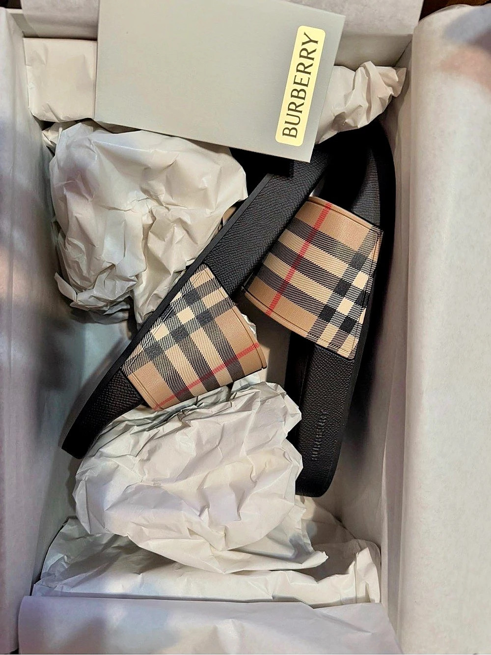 Burberry Furley Vintage Check Slide Sandal Beige & Black EU 37